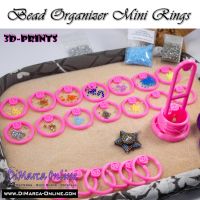 Bead Organizer Mini Rings with Holder Stand - Alphabet, Numbers or Blanks (26 x)