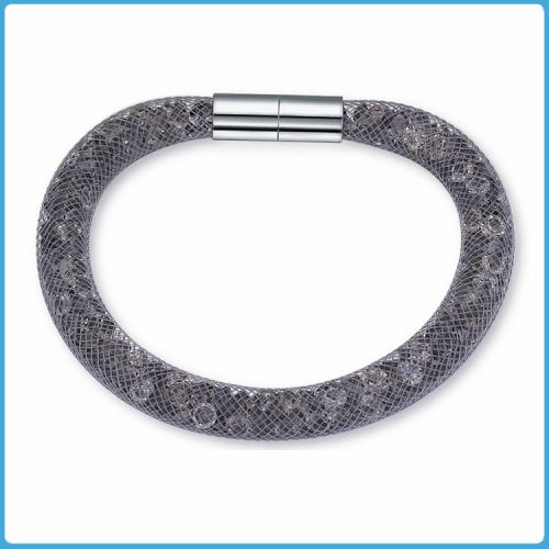 Crystal Mesh Bracelet - Swarovski Stardust Style Grey 20 cm 